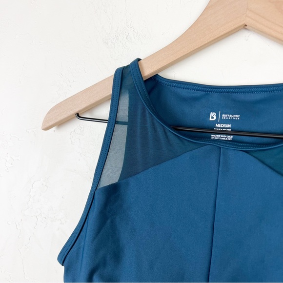 BuffBunny Viva La Vibe Mesh Medium High Impact Sports Bra Top in Cerulean Teal - Picture 5 of 9